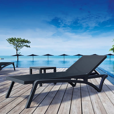 2 Piece Pacific Sun Lounger with Ocean Side Table Set