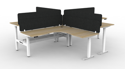 Boost Plus Electric Height Adjustable 4 Person Corner Workstation With Eco Panel Screens