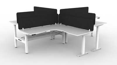 Boost Plus Electric Height Adjustable 4 Person Corner Workstation With Eco Panel Screens