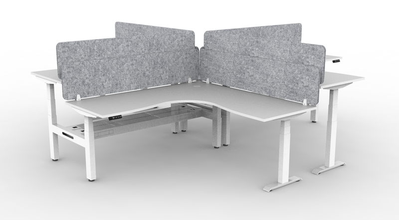 Boost Plus Electric Height Adjustable 4 Person Corner Workstation With Eco Panel Screens