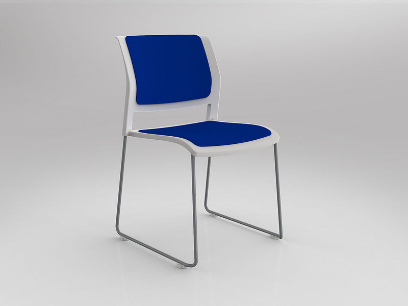 Game Chair With Upholstery - Sled Base - White Shell Colour