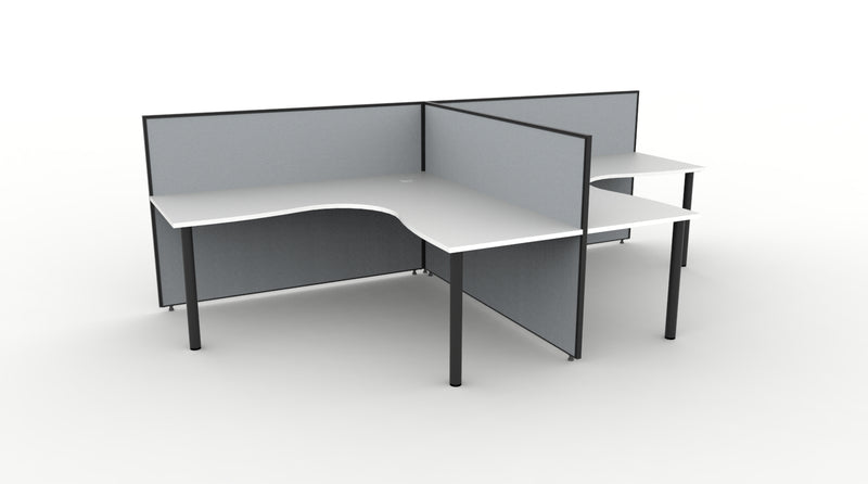 Shush30 Round Leg 2 Person "T Shape" Corner Workstation