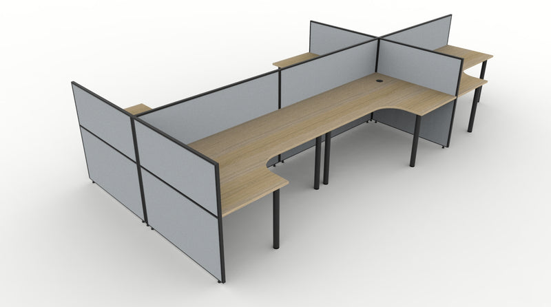 Shush30 Round Leg 6 Person Corner Workstation