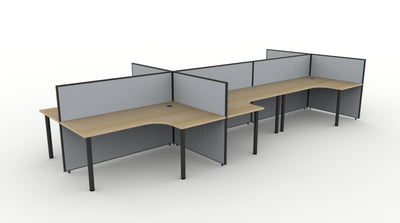 Shush30 Round Leg 6 Person Corner Workstation