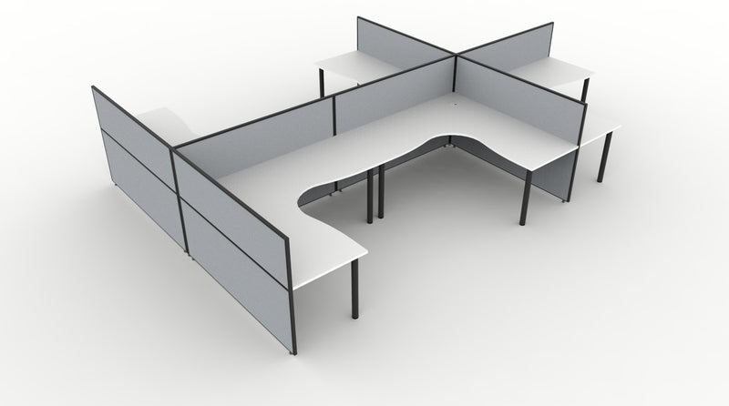 Shush30 Round Leg 6 Person Corner Workstation