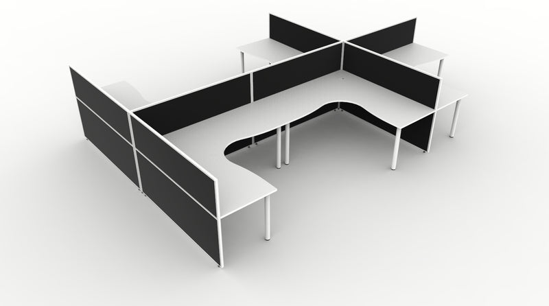 Shush30 Round Leg 6 Person Corner Workstation