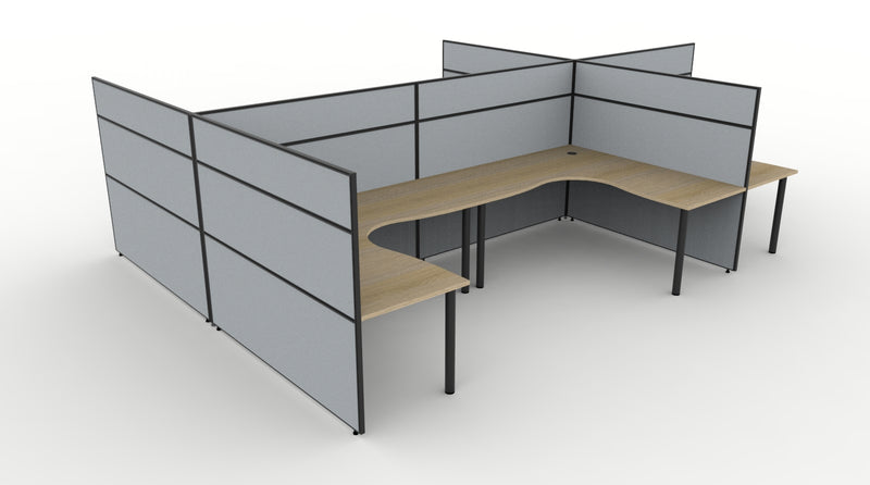 Shush30 Round Leg 6 Person Corner Workstation