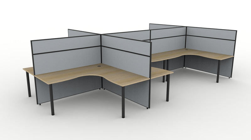 Shush30 Round Leg 6 Person Corner Workstation