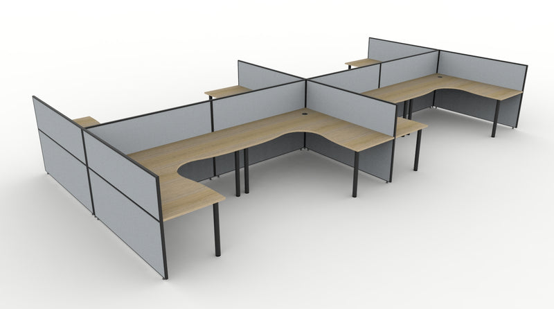 Shush30 Round Leg 8 Person Corner Workstation